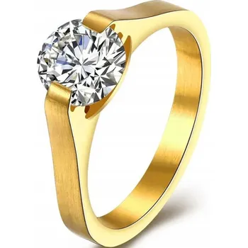 Prsten Zlatý Prstýnek s Velkým Diamantem Luxusní Zirkon Ocel Ušlechtilá