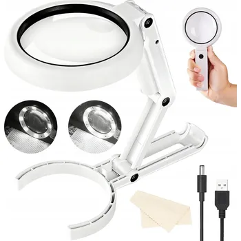 Ruční lupa na čtení 5X 11X LED s podstavcem a USB napájením FS75RC