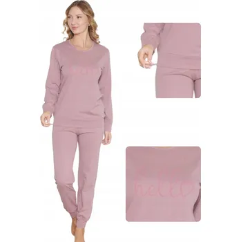 Dámské pyžamo Dámské pyžamo růžové Hello s dlouhým rukávem a kalhotami bavlněné XXL