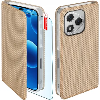 Pouzdro na mobilní telefon Flipové pouzdro KrainaGSM pro Honor 400 Lite, zlaté