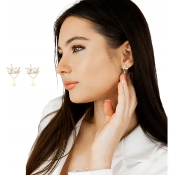 Náušnice Náušnice pozlacené skleničky s květinou tyčinky zirkony elegantní