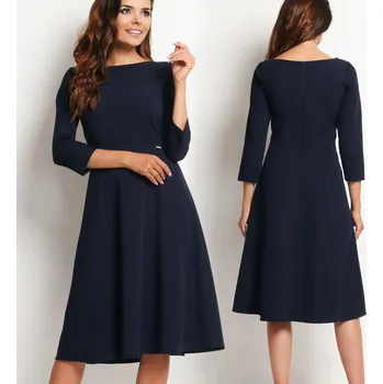 Dámské šaty ŠATY dámské do kanceláře i na večírek, midi, rozšířené, tmavě modré, velikost M 38