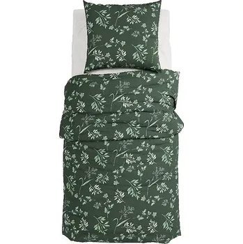 Povlečení GRUND Povlečení HERBA 140 × 220 cm, 70 × 90 cm tmavě zelené