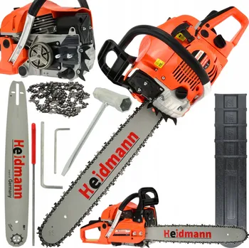 Motorová pila BENZÍNOVÁ ŘETĚZOVÁ PILA VÝKONNÁ 5,5 HP + 3x OLEJ HEIDMANN 45 cm