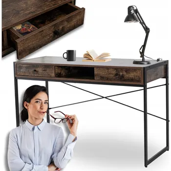 Psací stůl Obdélníkový psací stůl Mebel Elite 123 x 48,5 x 76,5 cm černý, rustikální dub