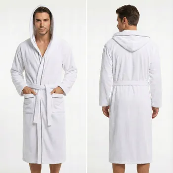 Pánský župan Pánský župan TLUSTÝ 100% Bavlna FROTÉ Kapuce HUGO Hotel SPA Bílý 3XL