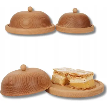 BUKOVÝ DŘEVĚNÝ PODNOS S VÍKEM NA DORTY A OBČERSTVENÍ 23 cm