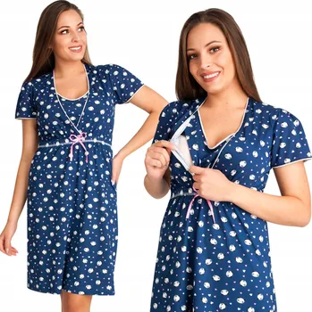 Dámská noční košile Košile Na Kojení Těhotenská Noční Pandy Granátové S