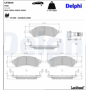 Brzdová destička Sada brzdových destiček, vždy 4 kusy v sadě DELPHI LP3944