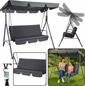 Zahradní houpačka Lean Třímístná zahradní houpačka s polštáři a matrací, šedá