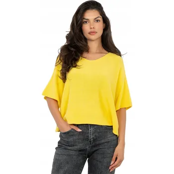 Dámský svetr Italy Moda dámský svetr žlutý volný do pasu univerzální velikost