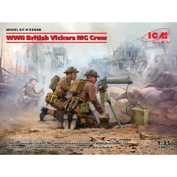 Plastikový model British Vickers MG Crew WWII (2 fig.+gun) - ICM 35646