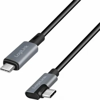 Datový kabel LogiLink Kabel CU0184 USB 2.0 Type-C C/M úhlový na USB-C/M E-mark PD černý 3m
