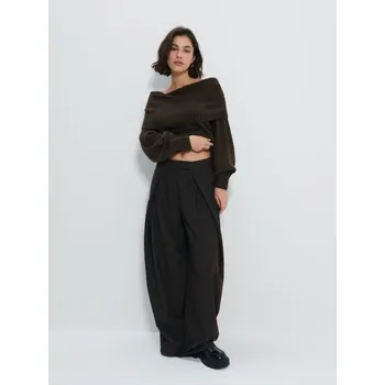 Dámské kalhoty Kalhoty s širokými nohavicemi - 40 - House - tmavě hnědá - 356HO-89X