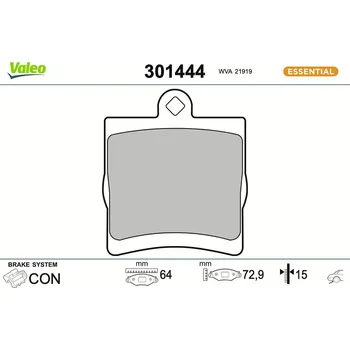 Brzdová destička Sada brzdových destiček, kotoučová brzda VALEO 301444
