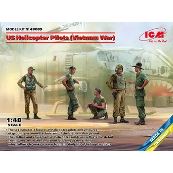 Plastikový model US Helicopter Pilots (Vietnam War, 5 fig.) - ICM 48089