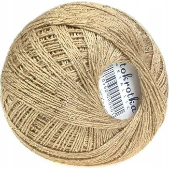 Příze Háčkovací Příze Opus Natura Stokrotka č. 1777 metallic béžová se zlatou nití, 200 m