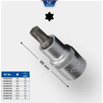 Gola hlavice Brilliant Tools BT022723 Nástrčný ořech s bitem 1/2", RIBE, délka 55 mm, M8