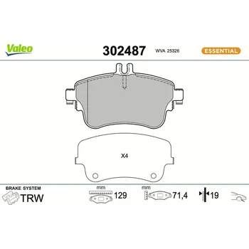 Autodíl Sada brzdových destiček, kotoučová brzda VALEO 302487