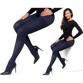 Dámské punčochy Vzorované Punčocháče Moraj CLARA2 90den, modré, tmavě modré, velikost 2