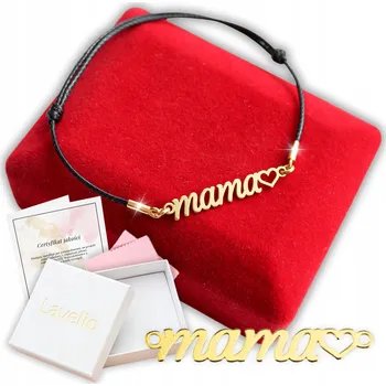 Náramek Zlatý náramek MÁMA na červené šňůrce (stříbro 925)