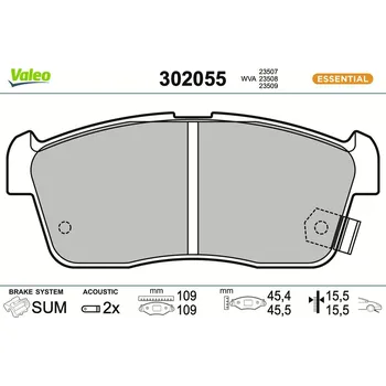 Brzdová destička Sada brzdových destiček, kotoučová brzda VALEO 302055