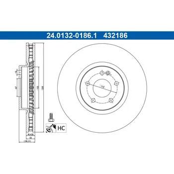 Brzdový kotouč Brzdový kotouč ATE 24.0132-0186.1