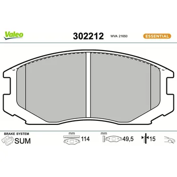 Brzdová destička Sada brzdových destiček, kotoučová brzda VALEO 302212