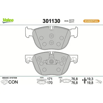 Brzdová destička Sada brzdových destiček, kotoučová brzda VALEO 301130