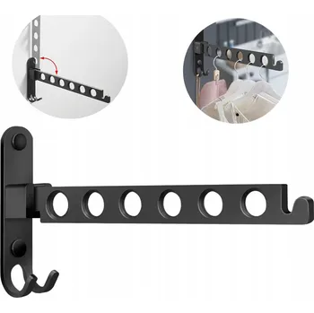 Věšák SKLÁDACÍ NÁSTĚNNÝ VĚŠÁK 90° ČERNÝ 1-DÍLNÝ