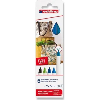 Speciální výtvarná barva Edding Popisovač na textil 4600 - Studené barvy, sada 5 ks