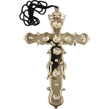 Karnevalový doplněk Zlatý plastový kříž 14cm