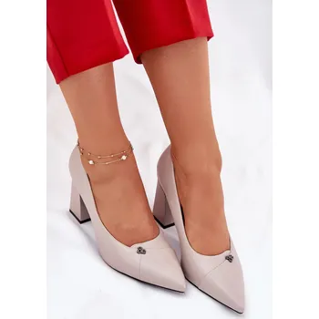 Dámské lodičky Elegantní dámské lodičky na širokém podpatku Vinceza – šedé Velikost: 38