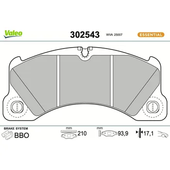 Brzdová destička Sada brzdových destiček, kotoučová brzda VALEO 302543