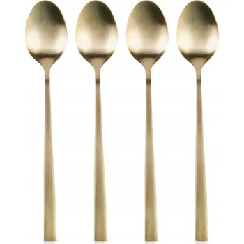 Příbor DLOUHÉ KOKTEJLOVÉ LŽIČKY NA LATTE ZLATÉ OCELOVÉ SADA 4 KS
