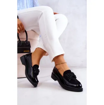 Dámské mokasíny Elegantní Lakované Mokasíny Loafery S.Barski HY51-318 Belize Barva: Černá, Velikost: 39