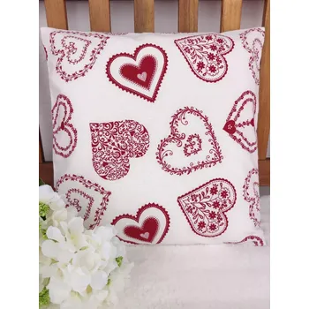 Povlak na polštářek Povlak na polštář 40 x 40 cm – Malovaná srdce červená | Ruční výroba z bavlny