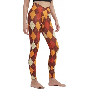 Dámské legíny Barevné legíny s kosočtverci, podzimní, velikost XXL