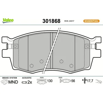 Brzdová destička Sada brzdových destiček, kotoučová brzda VALEO 301868