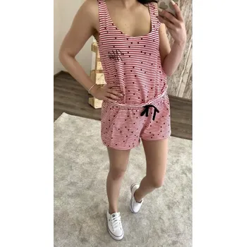 Dámské pyžamo Sun City Dámský letní overal MICKEY MOUSE s proužky červený Červená, Velikost: M M