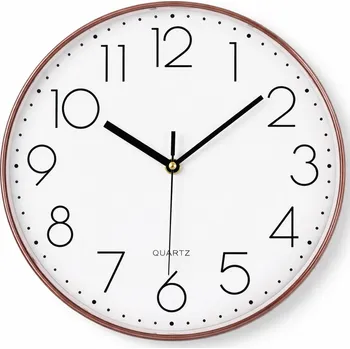 Hodiny NÁSTĚNNÉ HODINY TICHÉ MODERNÍ HNĚDÉ VELKÉ Ø 30 cm