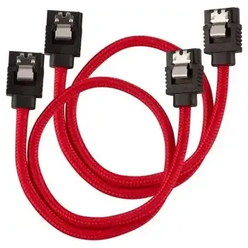 Kabel do PC Corsair Premium Sleeved SATA 6Gbps kabel rovný 30cm červená (2ks) (CC-8900250)