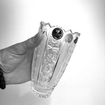 Váza Bohemia Crystal hand cut Váza 15,5 cm - bohatý brus 500PK