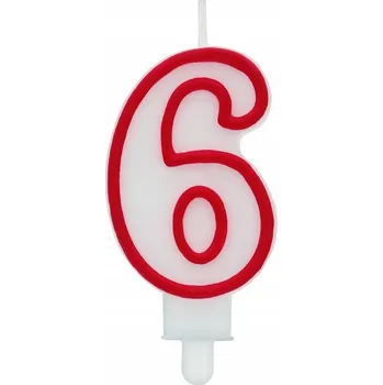 Svíčka Narozeninová svíčka Godan PF-SCC/6 bílo-červená číslice 6