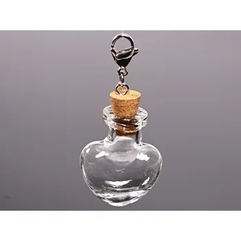 Drahý kámen Magieprirody.cz Skleněná lahvička srdce - přívěsek 31 × 22 × 11 mm #ZM10