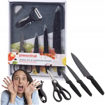 Kuchyňský nůž SADA NA KRÁJENÍ PRKÉNKO 3 MARMOROVÉ NOŽE NŮŽKY ŠKRABKA