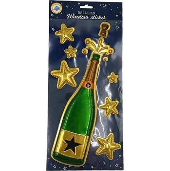 samolepka NÁLEPKY NA OKNO ROK SILVESTR ŠŤASTNÝ NOVÝ ROK ŠAMPAŇSKÉ HVĚZDIČKY 3D