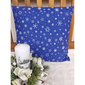 Povlak na polštářek Povlak na polštář 40 x 40 cm – Bílé vločky na modré | Ruční výroba z bavlny