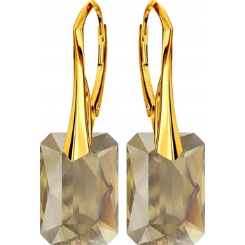 Náušnice Zlaté Náušnice se smaragdovým brusem Swarovski Stříbro 925