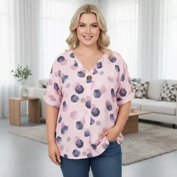 Dámská košile Italská móda - Dámská růžová košile v univerzální velikosti L-XXXL O1561